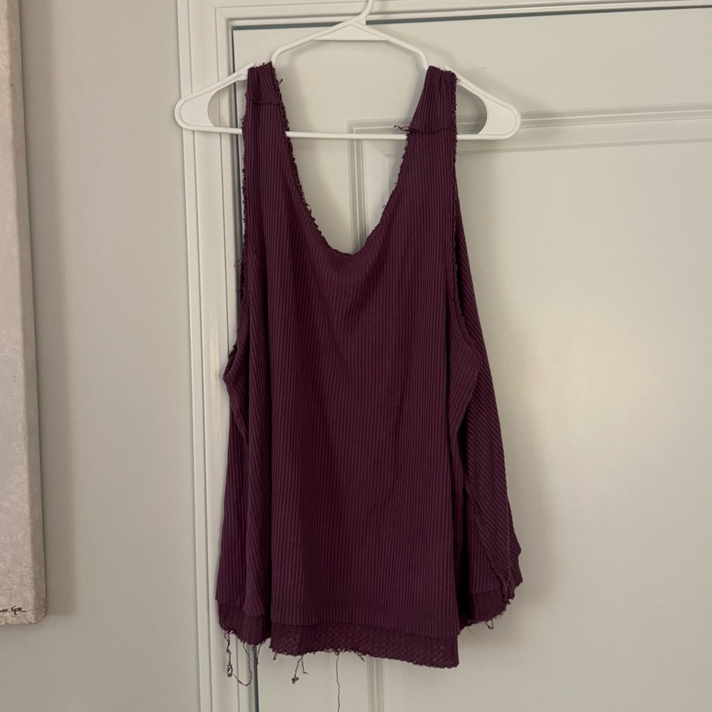 Free People Plum Distressed Tank Top
